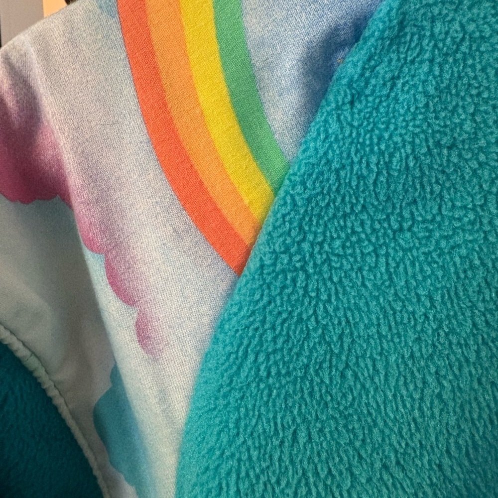 Vintage Teal Fleece Zip-Up Jacket with Rainbow Detail - Picture 2 of 4